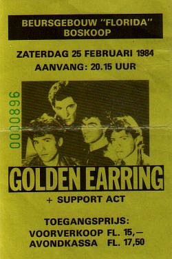 Golden Earring ticket#896 February 25, 1984 Boskoop - Florida Beursgebouw